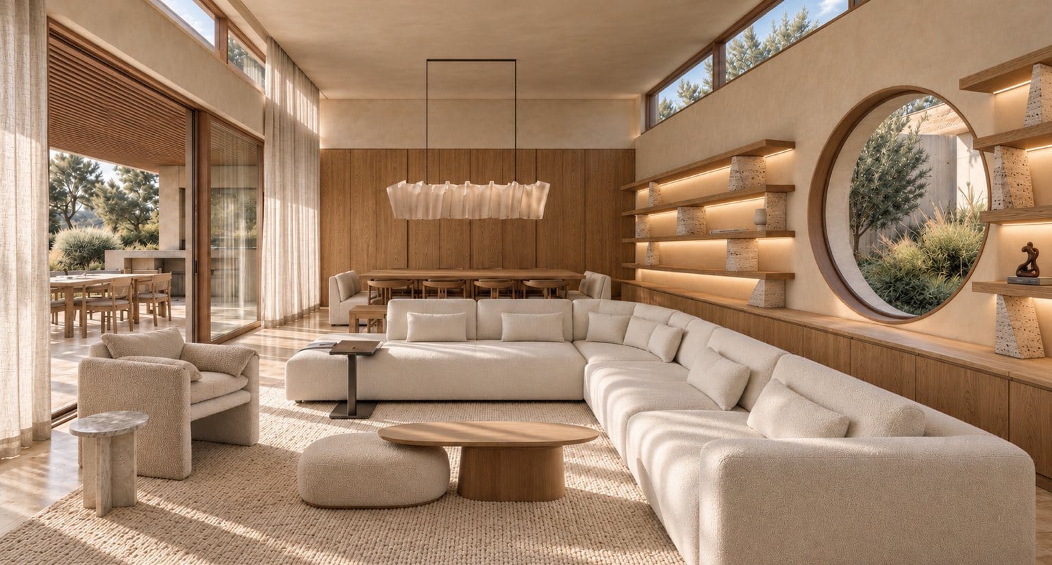 Living con ventana circular