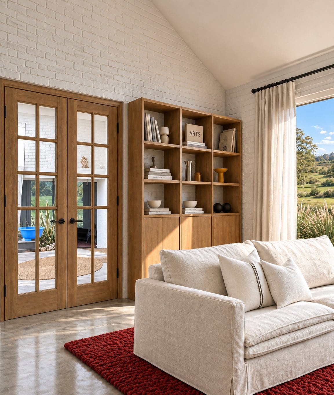 Dormitorio con cama en alto y escritorio
