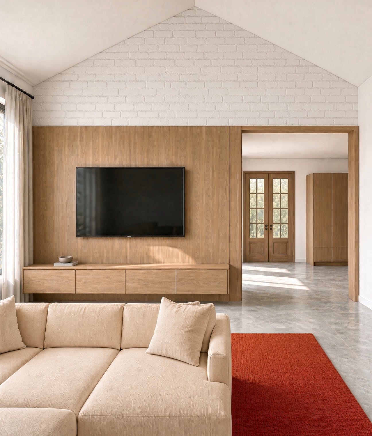 Dormitorio con cama, escritorio y biblioteca